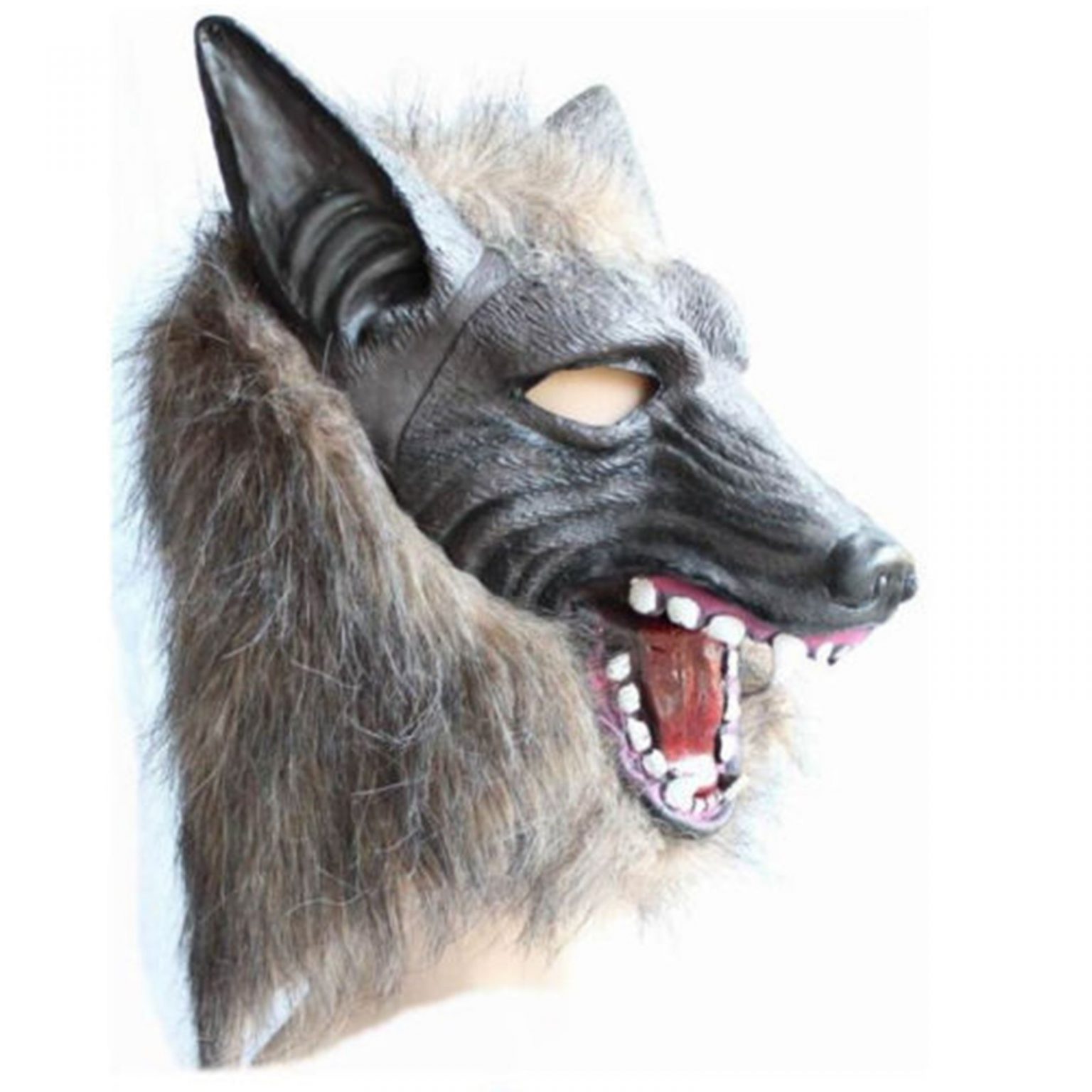 thumbnail image 2 of White Wolf Head Latex Mask Halloween Werewolf Costumes Latex Hood Cosplay Mask C 2 of 11