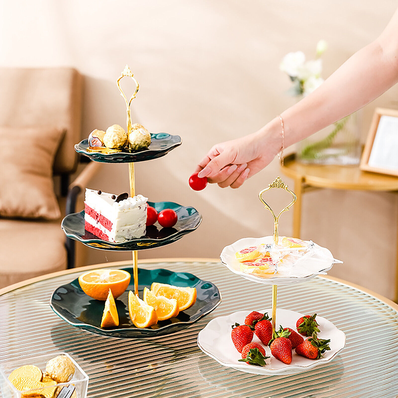 thumbnail interactive-video image 1 of 4 Sets 3 Tier Cake Stand Hardware,tiered Tray Hardware 3 Tier Cake Stand Fittings Hardwa~p88291651 1 of 10