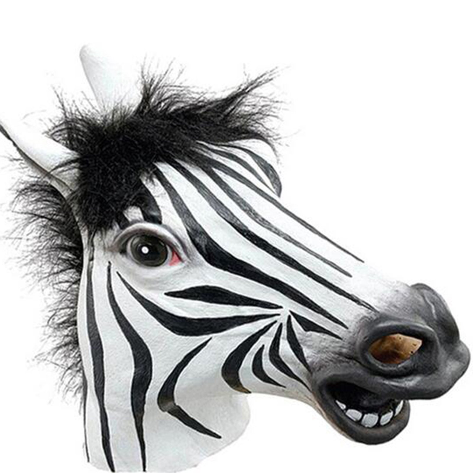 Horse Zebra Head Mask Latex Prop Animal Cosplay Costume Party Halloween