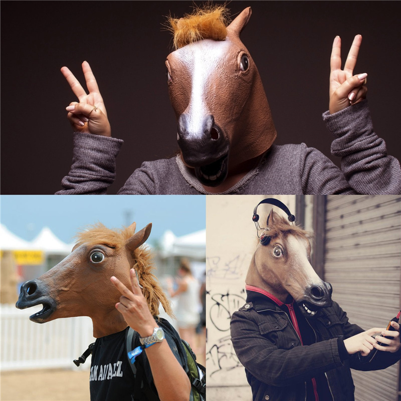 Latex Mask Horse Head Mask Animal HeadCreepy Halloween Costume Theater