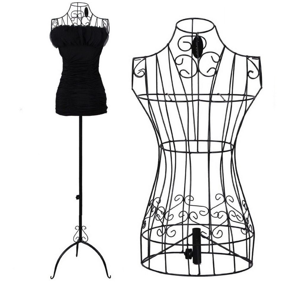 1x Female Vintage Mannequin Black Wrought Iron Wire Adjustable H ...