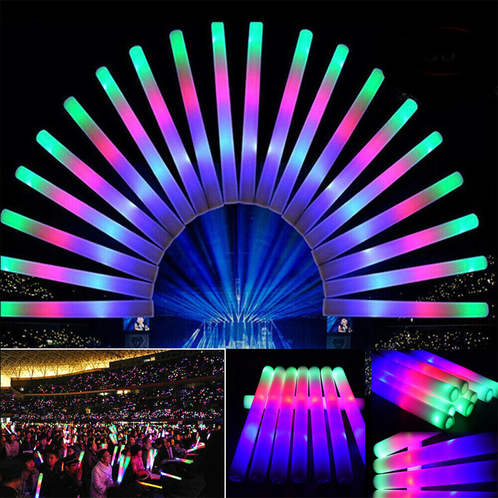 Up 100PCS LED Foam Sticks Bulk Light Up Wand Glow Sticks Flashing Light  Rave Party - Party Bestbuy Online Store
