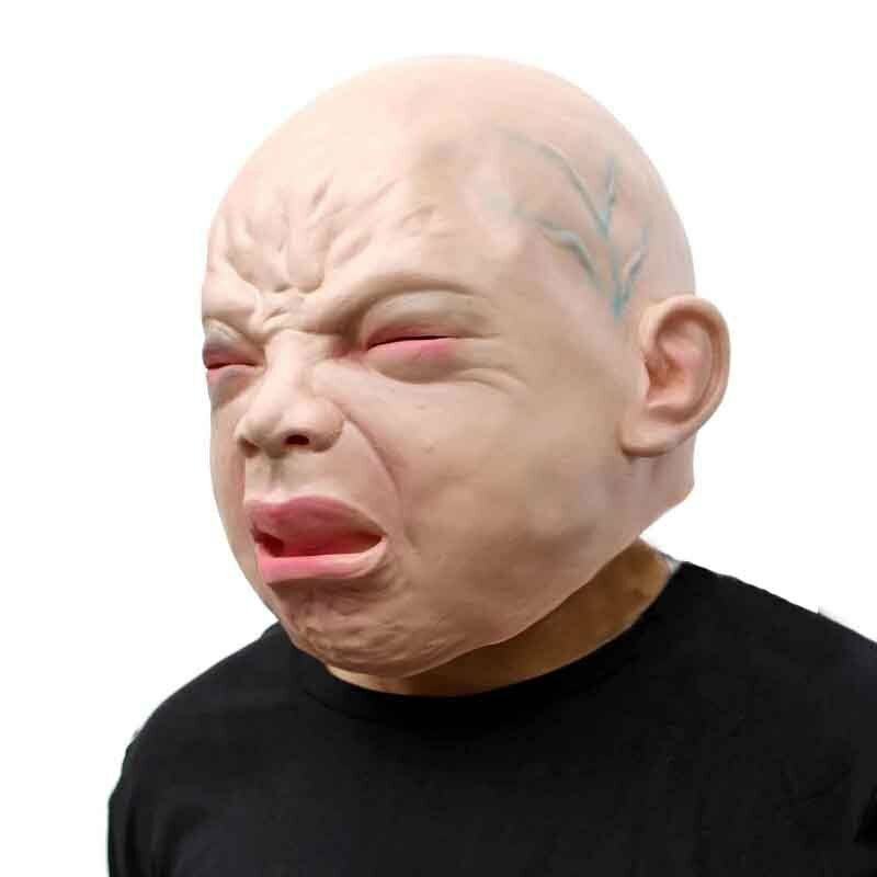 Realistic Cry Baby Face Head Mask Full Latex Halloween Costume Cosplay ...