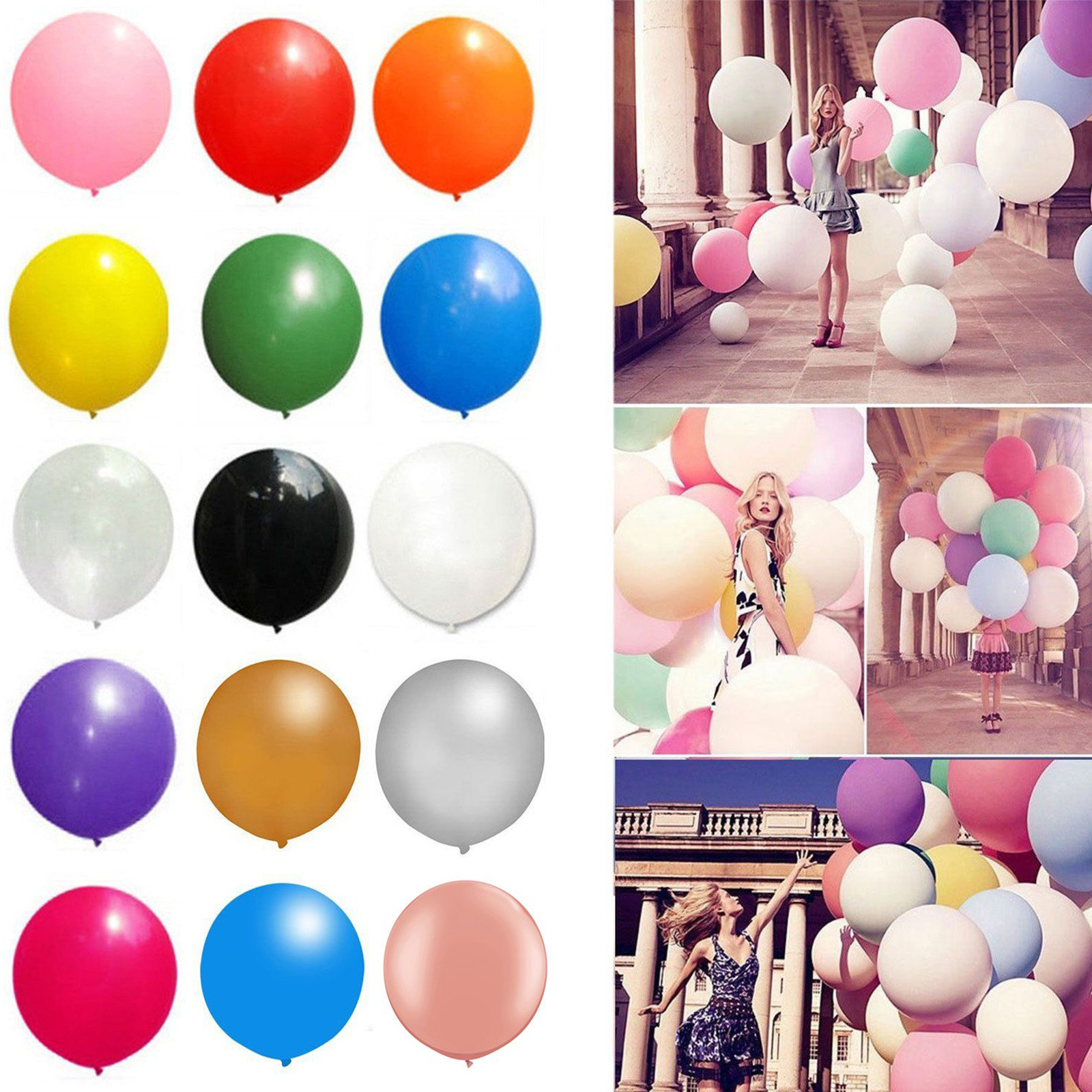 90cm Giant Jumbo Balloon Latex Balloons Large Circular Birthday Wedding Party AU 