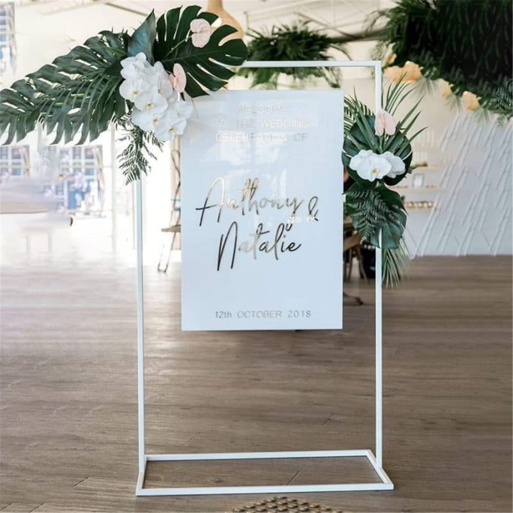 100x75cm Metal Wedding Acrylic Sign Arch Stand Advertising