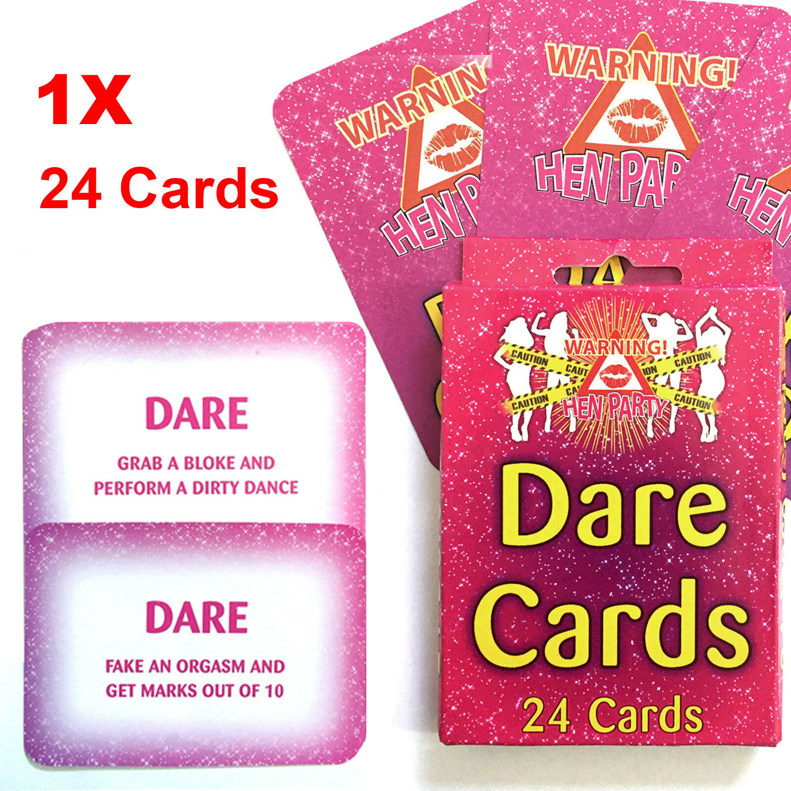 24 Hen Do Girls Party DARE CARDS Night Out Pink Accessories Novelty Game 