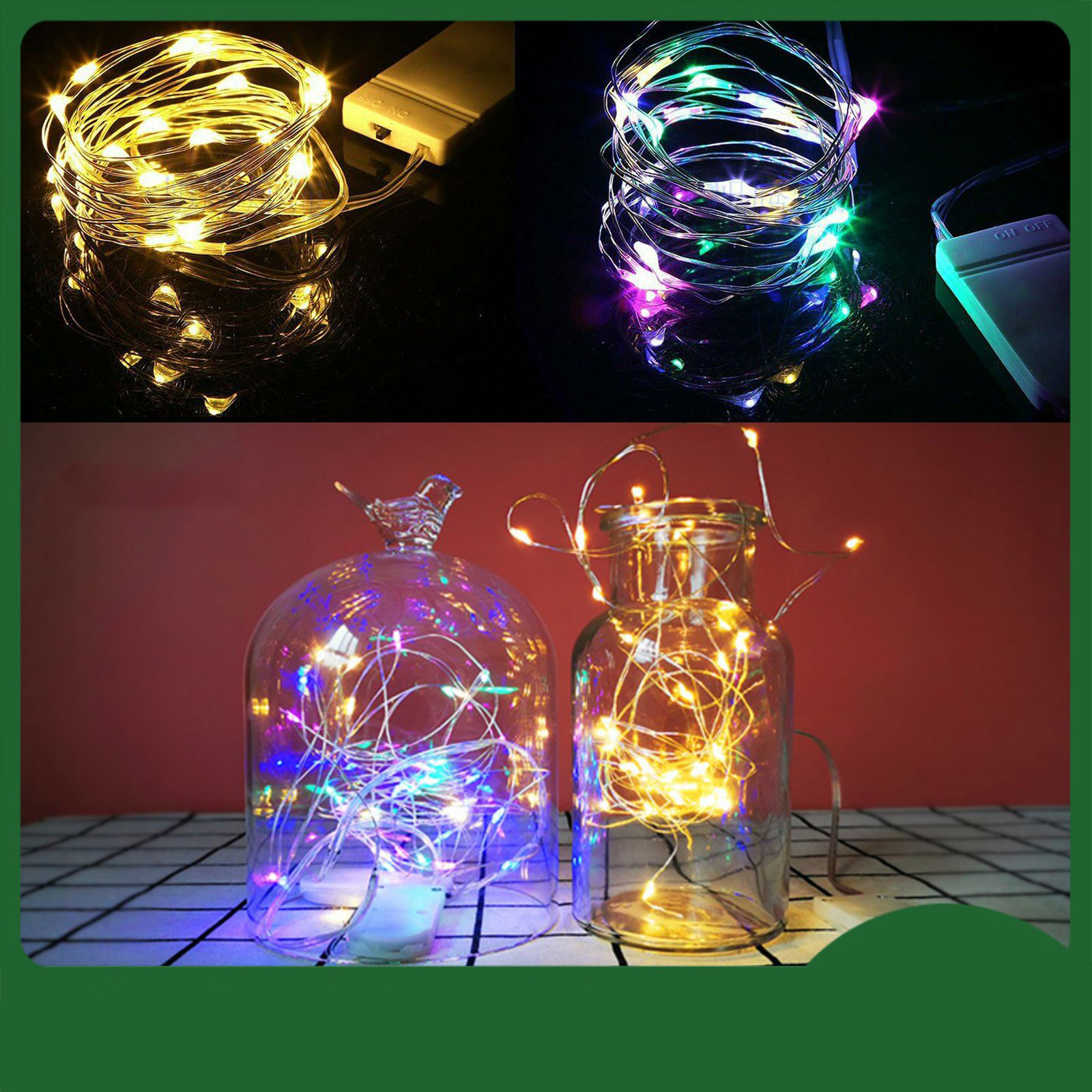 6.5 ft 2M Battery Operated 20 LED string fairy light copper wire Halloween Xmass 