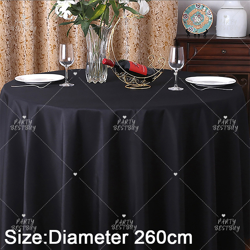 260cm Black Round Tablecloth Table, Black Round Table Covers