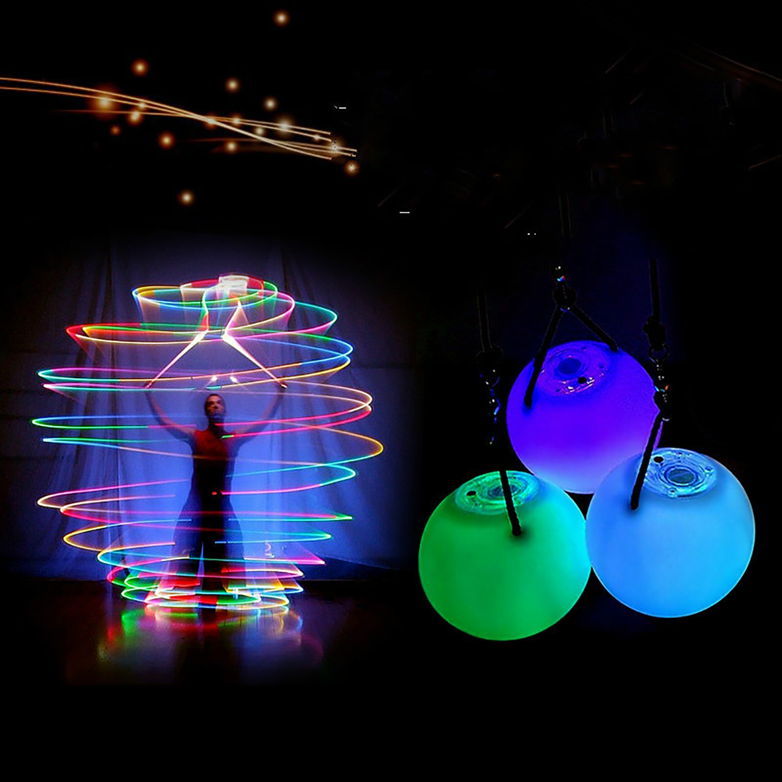 LED Multi-Colour Glow POI Thrown Ball Light up For Belly Dance Hand Props 