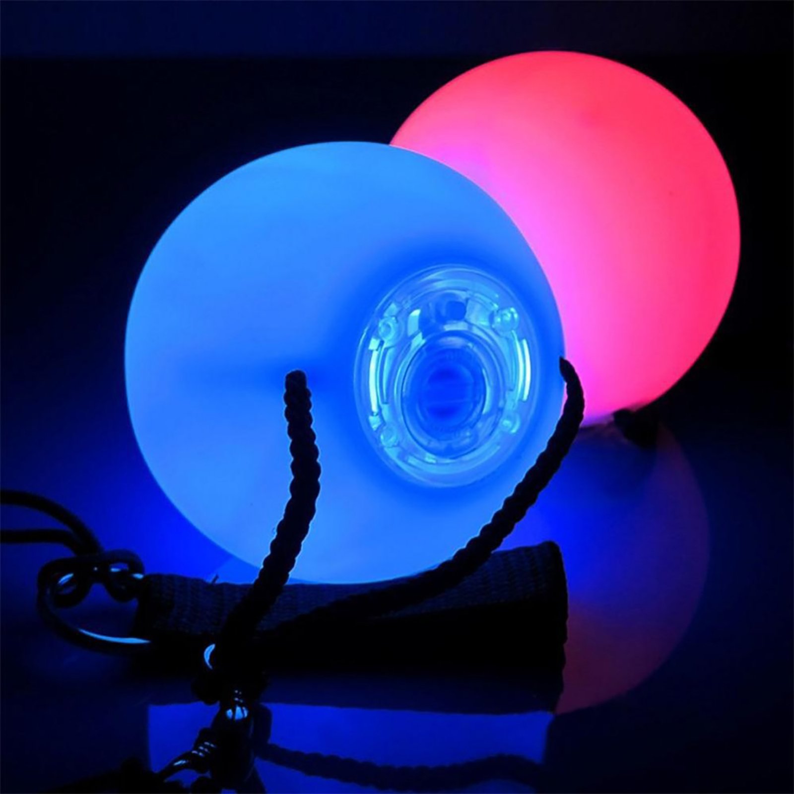 2pcs Multicolor Glow POI LED Thrown Balls Light For Belly Dance Hand Prop 