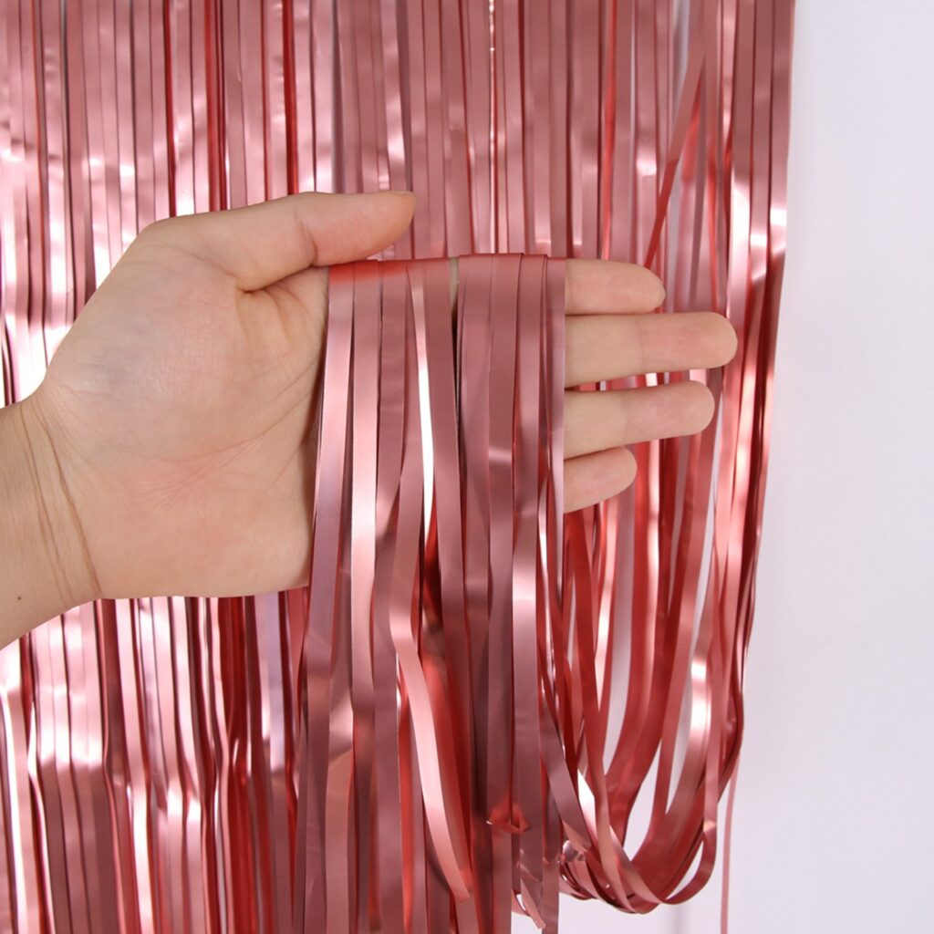13M Rose Gold Metallic Tinsel Curtain Foil Backdrop Door Wedding Party