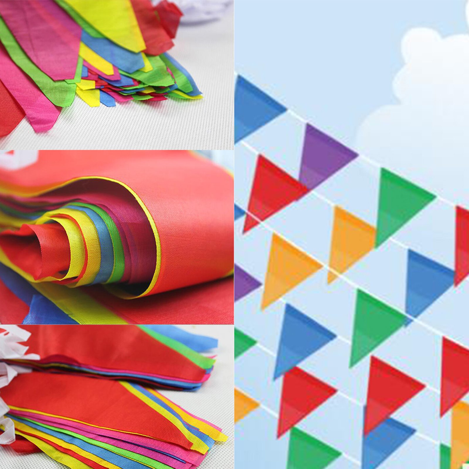 AU 80M-320M Colorful Bunting Triangle Flags Wedding Party Outdoor Banner Decor 