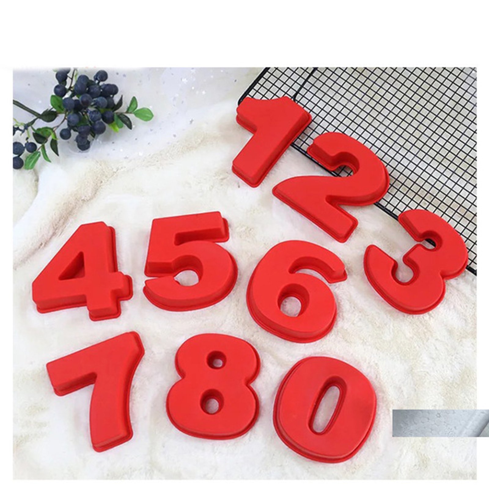 WINJEE,Large Silicone Number Cake Tin Mould Birthday Anniversary Number-0 Red 