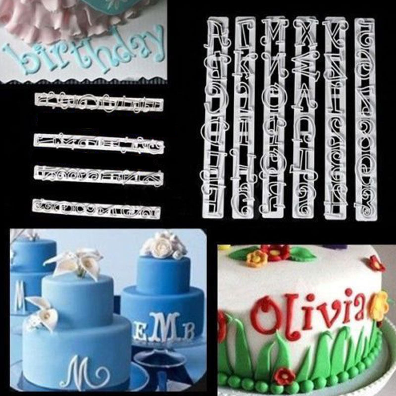 6 PCS Alphabet & Number Letter Cake Decorating Cutter Set Fondant Icing Mould 