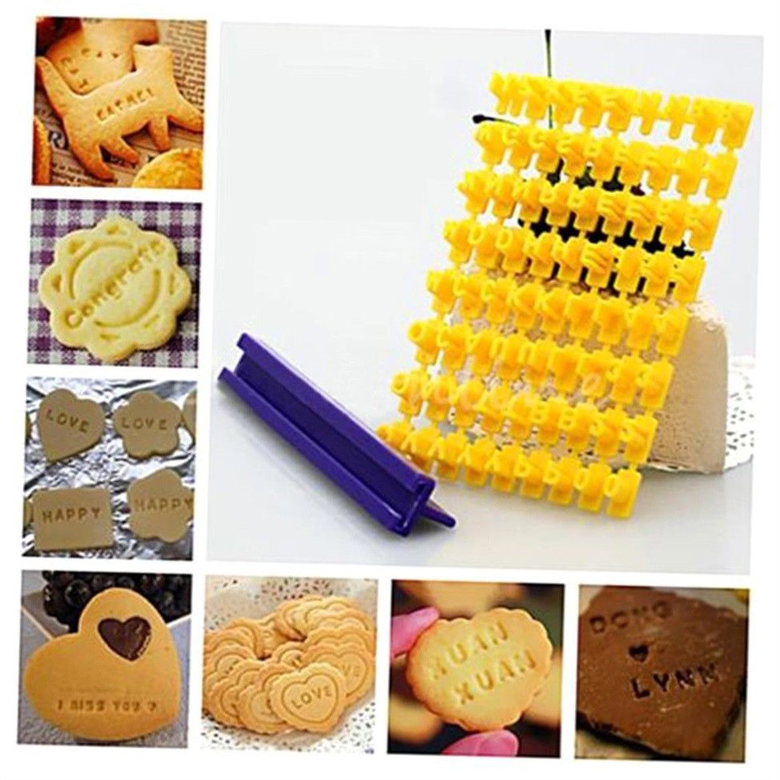 BoloShine 92 Pezzo Alfabeto Numero e Lettera Cookie Biscuit Stamp DIY Stampo Fondant Tool Lettere dell Alfabeto Premere Timbro per Decorare i Biscotti