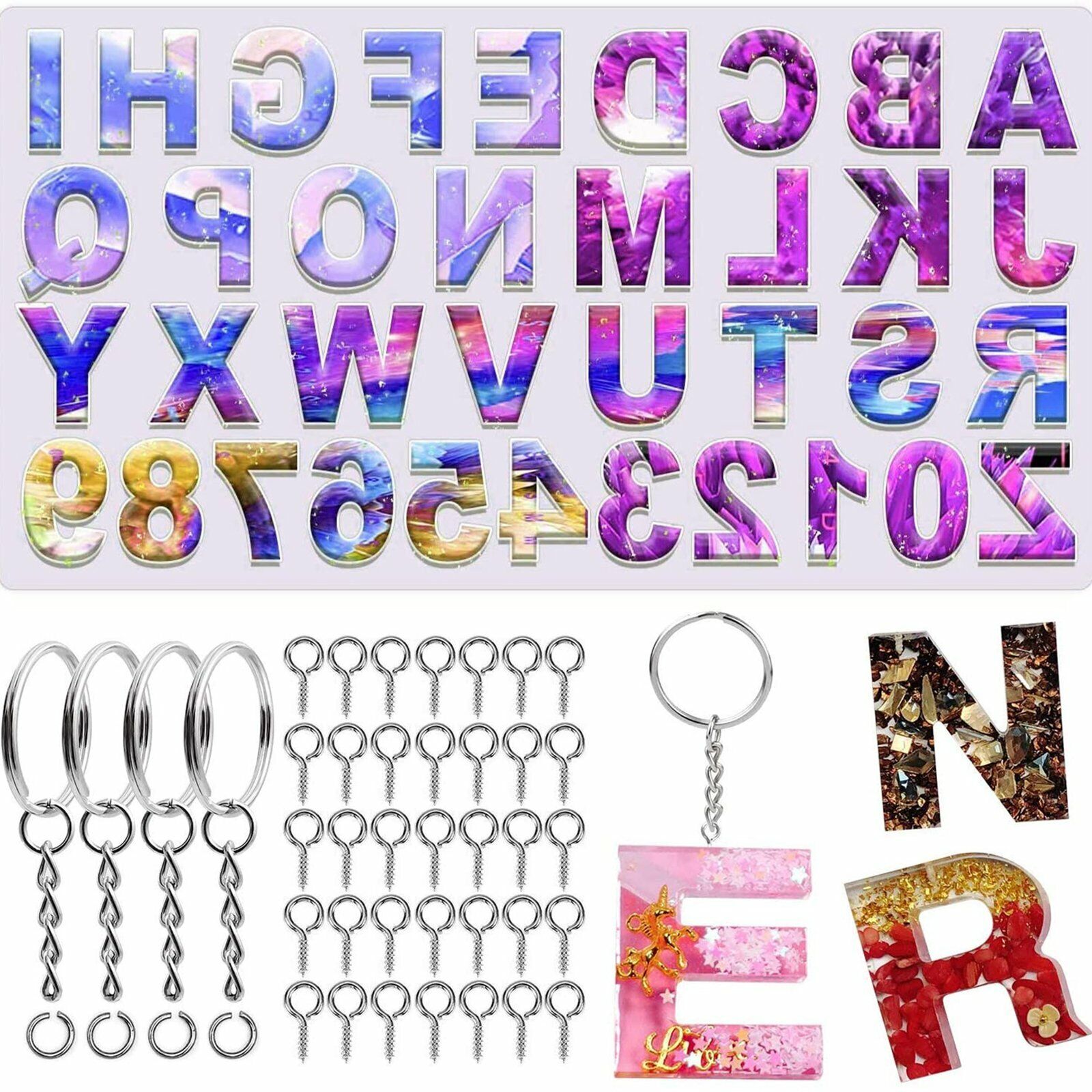 56 PCS Crystal Epoxy Resin Mold Alphabet Letter Number Pendant Silicone  Mould - Party Bestbuy Online Store
