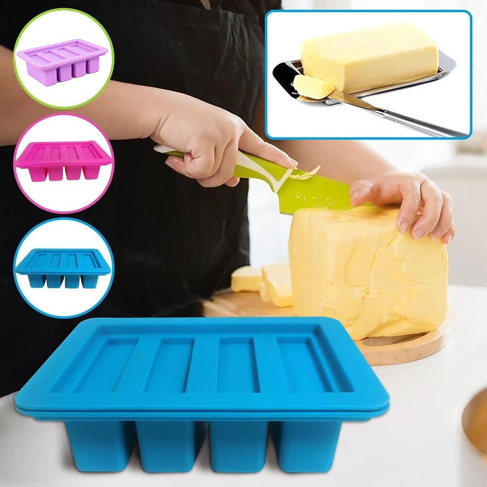 Machinehome Butter Mold Silicone Kitchen Butter Maker Tray Non-stick  Chocolate Cream Mould with Lid 