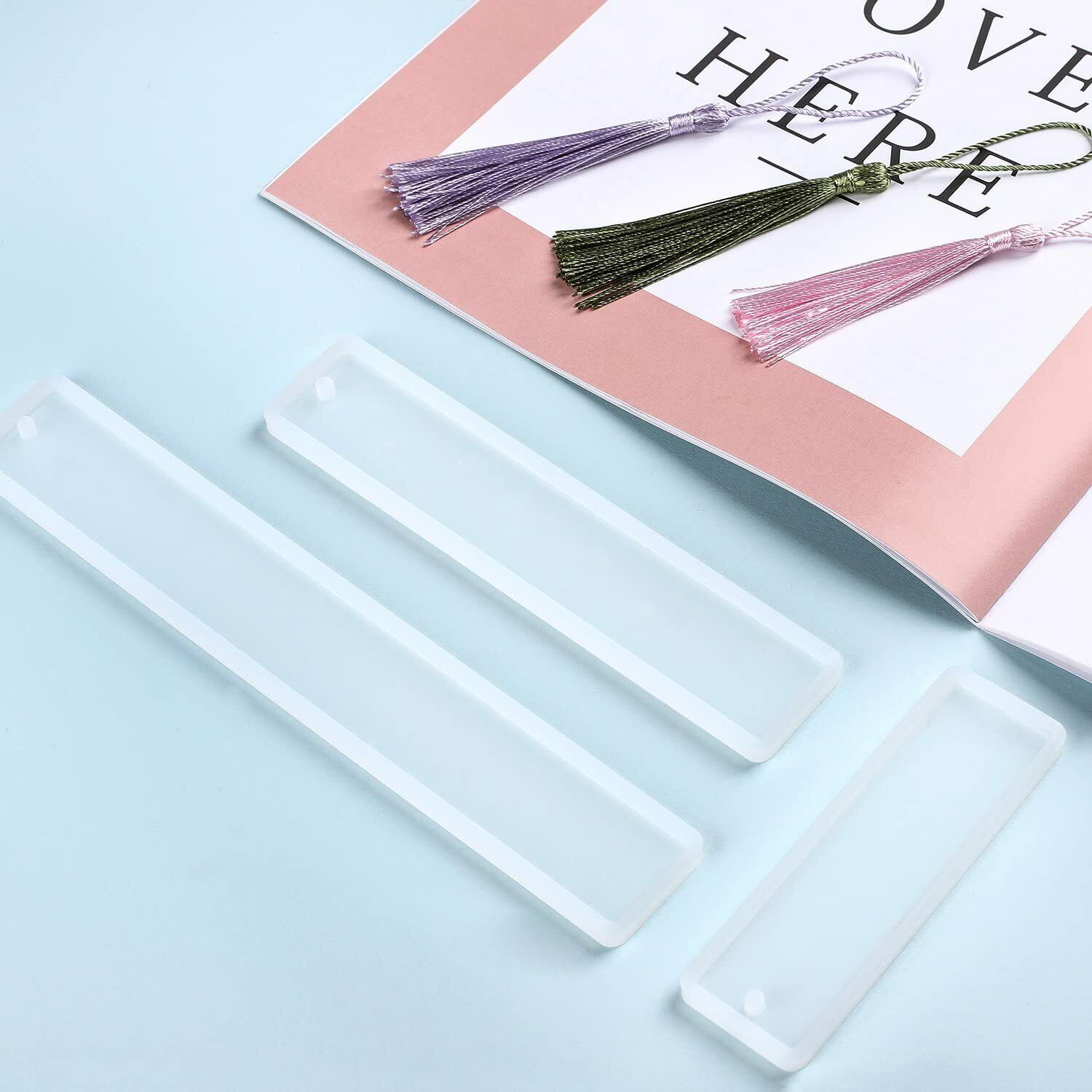 6 Pcs/set 3.7 Inch Rectangle Silicone Bookmark Mold Diy Bookmark