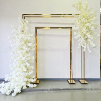 Glossy Gold stainless steel Double Rectangle Arch Wall Stand Frame