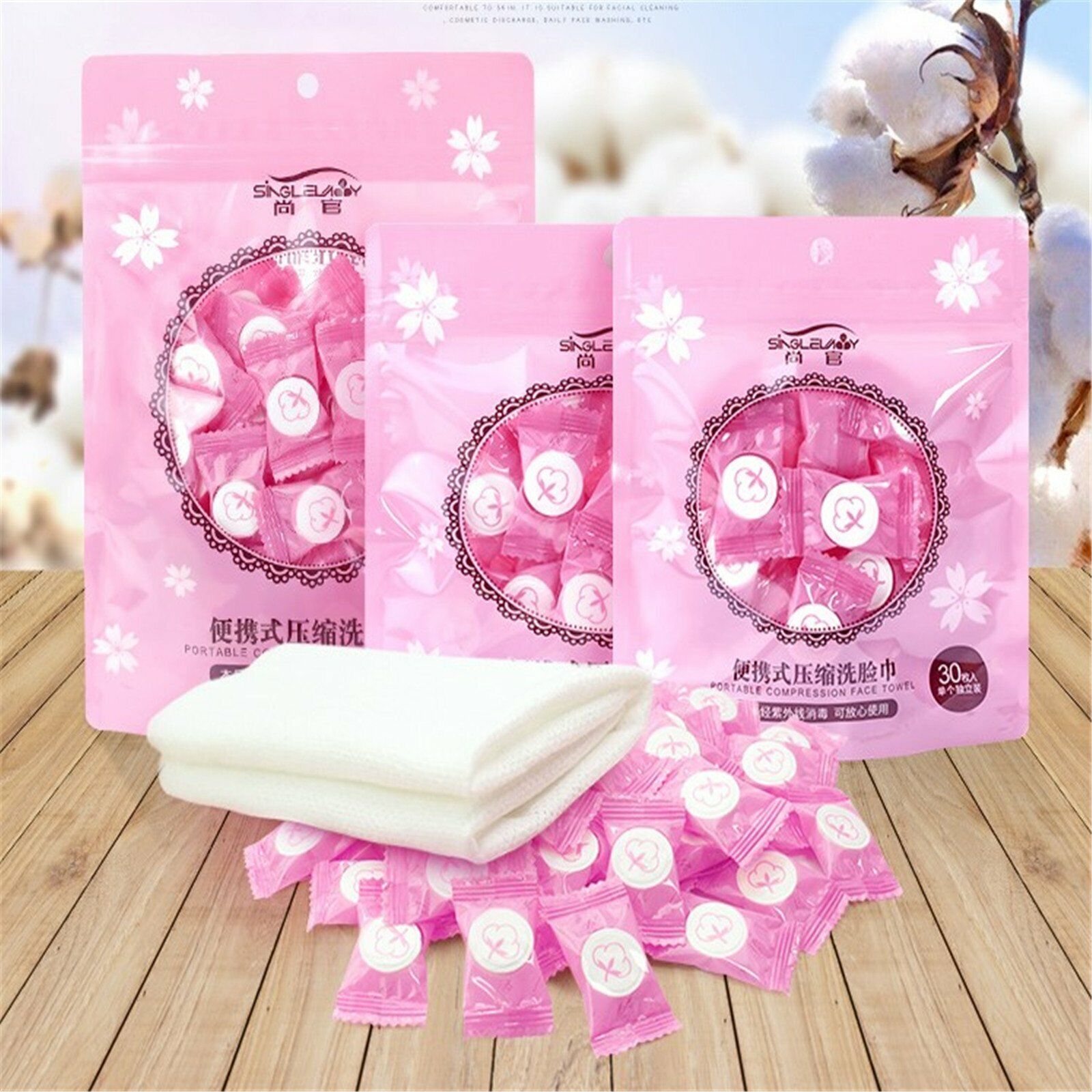 UP 100PCS Disposable Cotton Compressed Washcloth Face Towel Wet Wipe
